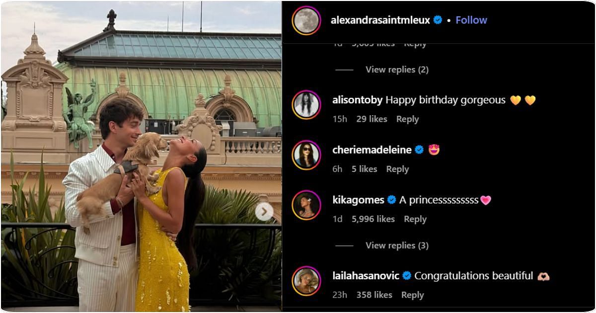 Mick Schumacher’s ex-girlfriend Laila Hasanovic commented on Alexandra Saint Mleux's post. Image: @alexandrasaintmleux via Instagram